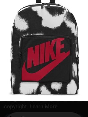 Nike Black and White Tie-Dye Backpack with Red Logo Unisex✨